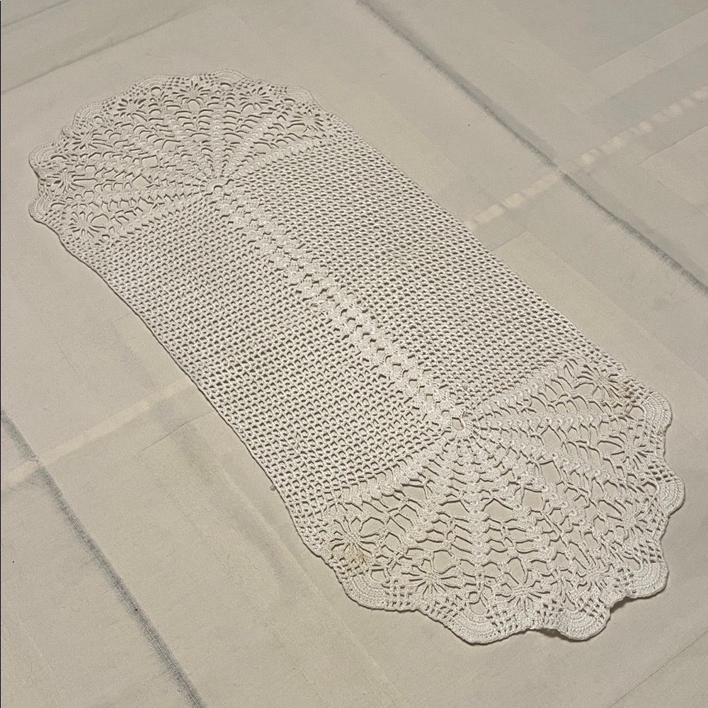 Vintage Handmade Crochet  Table Runner